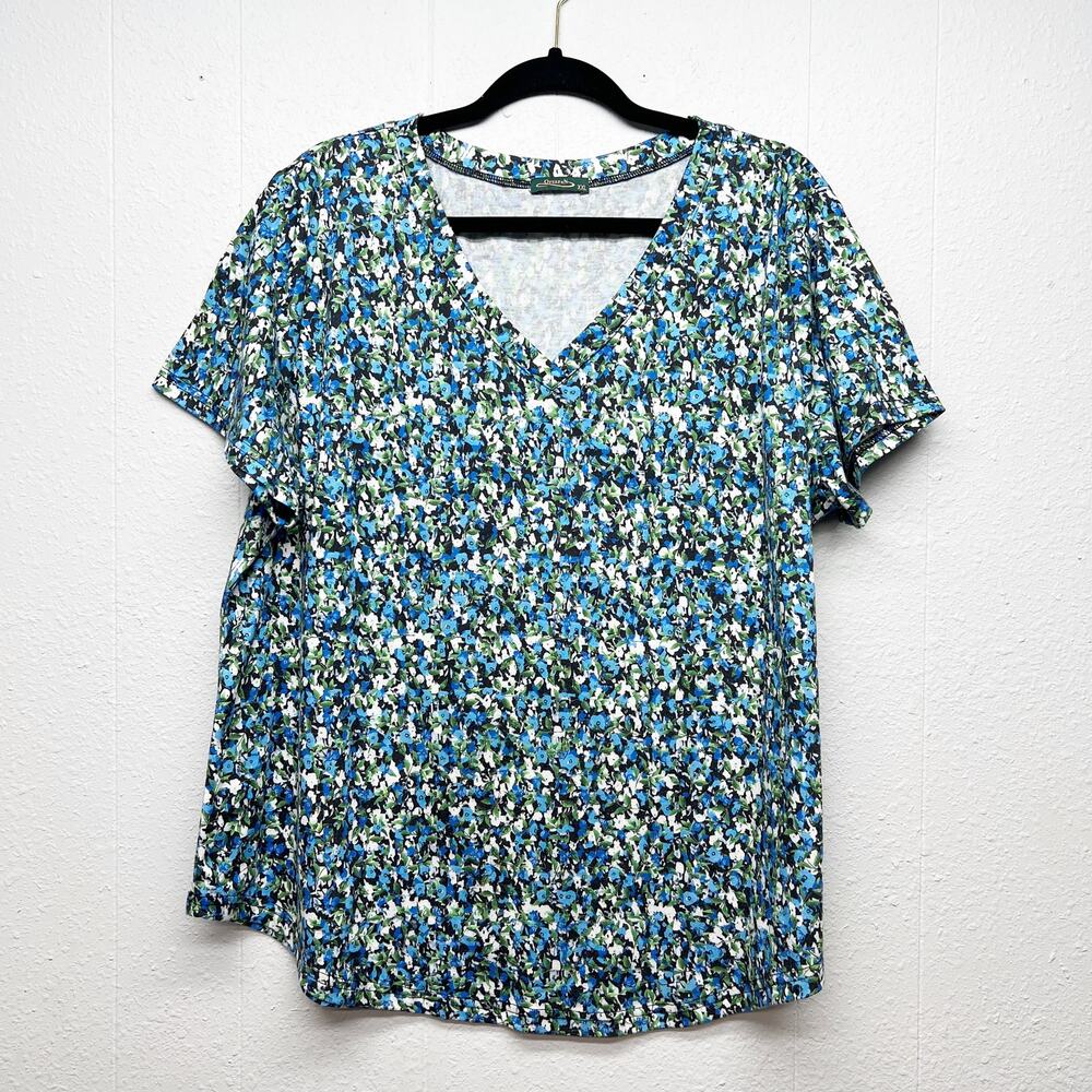 Offefan Floral Top Womens XXL Basic Everyday Wear Minimalist Comfort Capsule